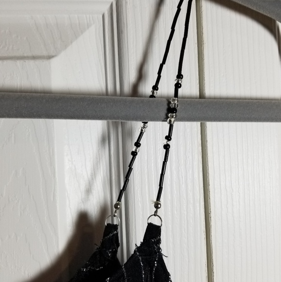 Retro 90's Evolution sexy cami with beaded straps Black - Picture 3 of 8